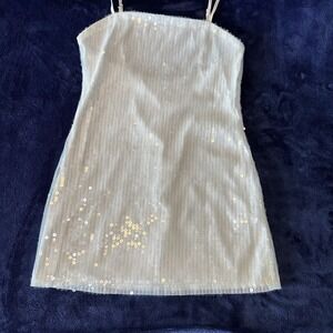 12th Tribe White Sequin Mini Dress